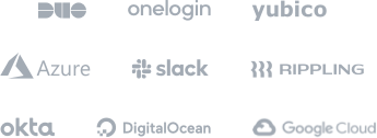 Duo, OneLogin, Yubico, Azure, Slack, Okta, Rippling, DigitalOcean, Google Cloud
